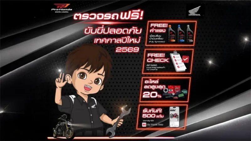 ฮอนด้าบิ๊กไบค์ ชวนผู้ใช้รถตรวจรถฟรีถึง 10 รายการ